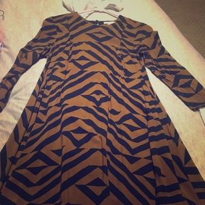 HM dress navy blue and tan/brownish